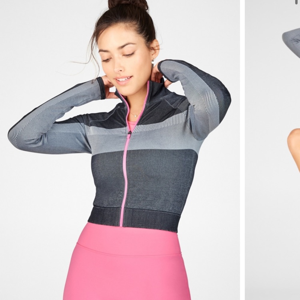 Tory Cropped Seamless‎ Jacket Pink Gray